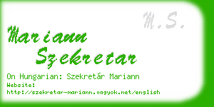 mariann szekretar business card