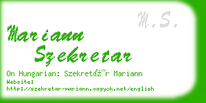 mariann szekretar business card
